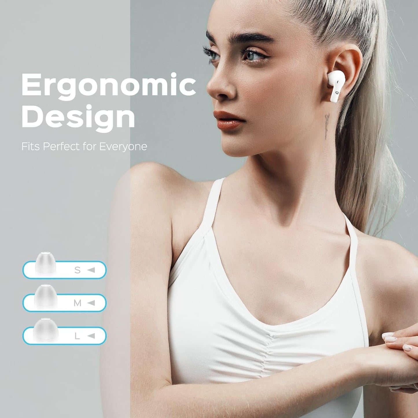 Beleth Earset Pro1 Wireless Earbuds Bluetooth 5.4 Headphones, Dual Connectivity, 50H Playtime, ENC/ANC Noise Cancelling, Deep Bass, LED Display, Wireless Charging Case โ White