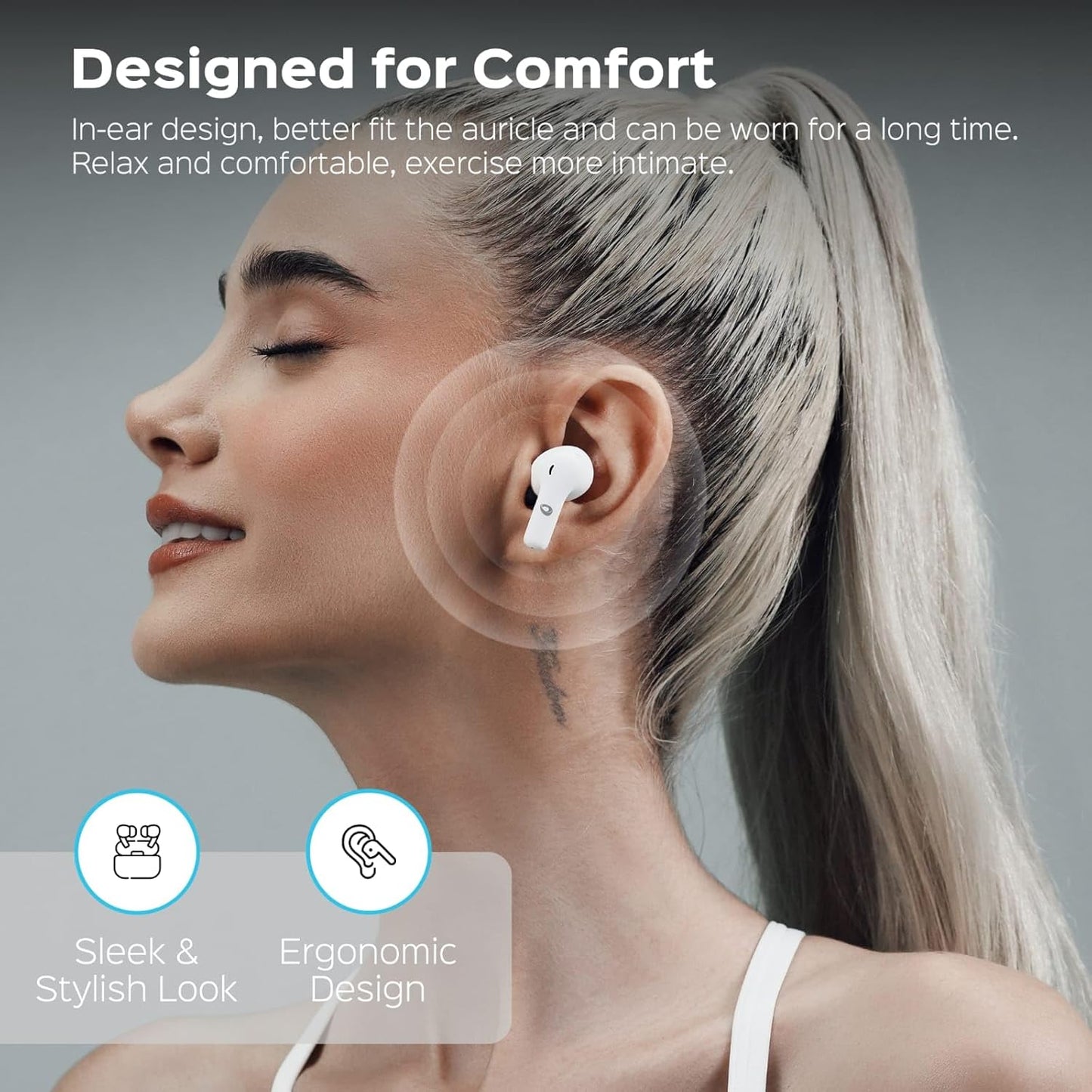 Beleth Earset Pro1 Wireless Earbuds Bluetooth 5.4 Headphones, Dual Connectivity, 50H Playtime, ENC/ANC Noise Cancelling, Deep Bass, LED Display, Wireless Charging Case โ White