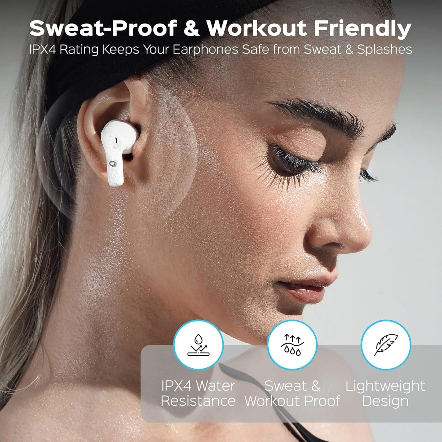 Beleth Earset Pro1 Wireless Earbuds Bluetooth 5.4 Headphones, Dual Connectivity, 50H Playtime, ENC/ANC Noise Cancelling, Deep Bass, LED Display, Wireless Charging Case โ White